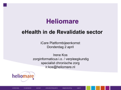 eHealth ontwikkelingen binnen de revalidatie sector