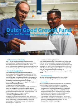 Dutch Good Growth Fund - Rijksdienst voor Ondernemend Nederland