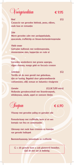 Dinerkaart - Hotel de Keizerskroon Hoorn