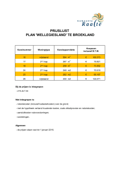 PRIJSLIJST PLAN `WELLEGIESLAND` TE BROEKLAND