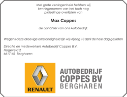 Overlijdensbericht Max Coppes