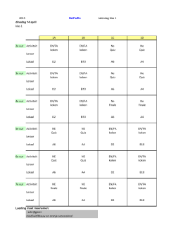 2015 talendag klas 1 klas 1 1A 1B 1C 1D 2e uur Activiteit EN/FA EN