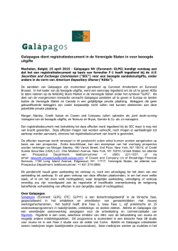 Galapagos dient registratiedocument in de VS in voor beoogde