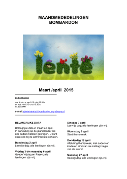maandmededelingen maart 2015 - De Bombardon