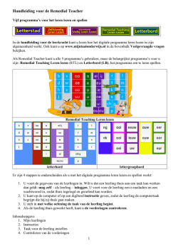 Handleiding Letterstad voor de remedial teacher