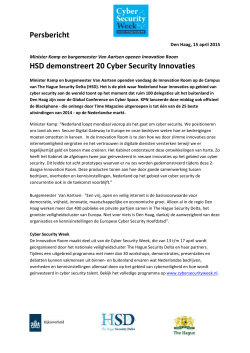 Persbericht HSD demonstreert 20 Cyber Security Innovaties