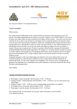 Kwartaalbericht april 2015 - NBV afdeling Enschede - NBV