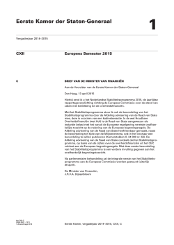 Brief inzake Stabiliteitsprogramma 2015