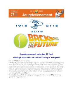 Jeugdevenement zaterdag 27 juni: maak je klaar