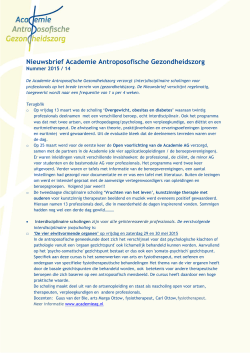 Nieuwsbrief Academie Antroposofische Gezondheidszorg