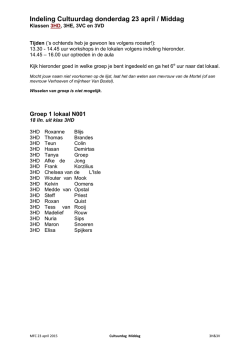 Indeling Middag - Mgr. Frencken College