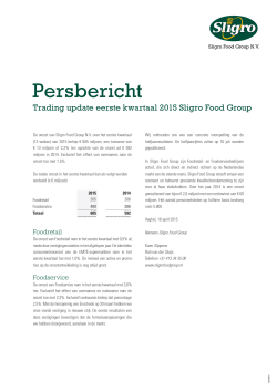 Persbericht - Sligro Food Group