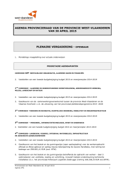 Agenda provincieraad 30.04.2015 - Provincie West