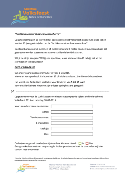 Opgave Kinderochtend - Volksfeest Nieuw Schoonebeek