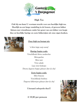 High Tea &euro; 19,90 per persoon