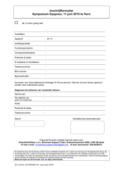 Inschrijfformulier Symposium Dyspneu, 11 juni 2015 te Horn