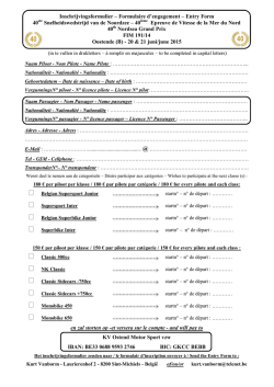 Inschrijvingsformulier &ndash; Formulaire d`engagement