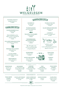 diner kaart - Welgelegen