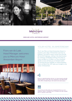 Frans van de Laak, Hotel Manager, welcomes you to Mercure Hotel
