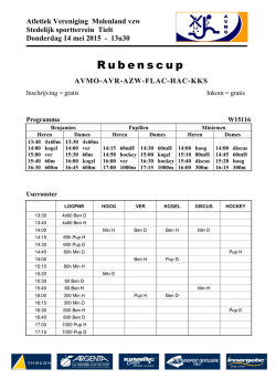 Donderdag 14 mei 2015 Rubenscup Tielt - Programma