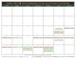 April 2015 Old Edwards Club Activities Calendar