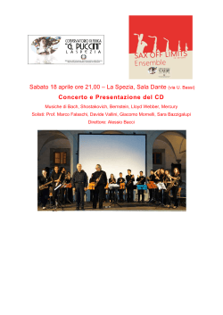 Sabato 18 aprile ore 21 - Conservatorio Giacomo Puccini