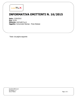 INFORMATIVA EMITTENTI N. 16/2015