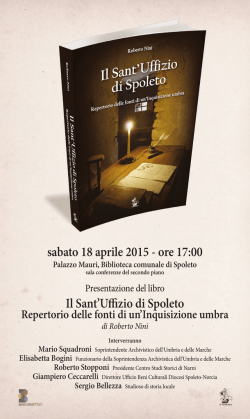 sabato 18 aprile 2015 - ore 17:00 Il Sant`Uffizio di