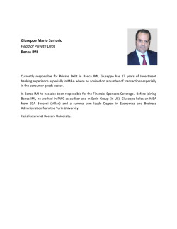 Giuseppe Mario Sartorio Head of Private Debt Banca IMI