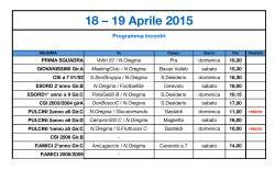 18 – 19 Aprile 2015 Programma incontri