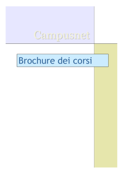 Brochure dei corsi  - Laurea Specialistica in Scienze e