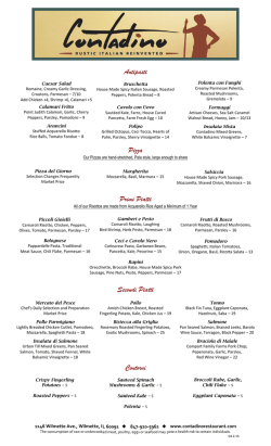 Dinner Menu - Contadino Restaurant