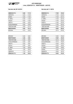 Servizio del 25-12-2014 Servizio del 1-1-2015 Linea: GENOVA