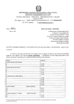 AVVISO: ingresso posticipato del 16/4/2015