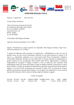 Palermo, 17 aprile 2015 Prot. 623/UNI Al Sig. Prefetto