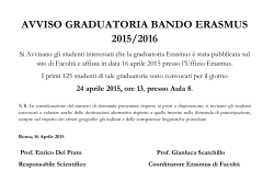 AVVISO GRADUATORIA BANDO ERASMUS 2015/2016
