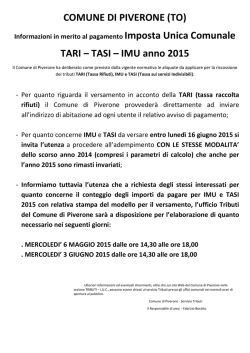 Imposta Unica Comunale anno 2015
