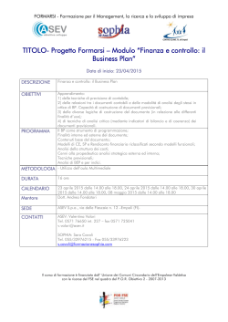 TITOLO- Progetto Formarsi – Modulo “Finanza e controllo: il