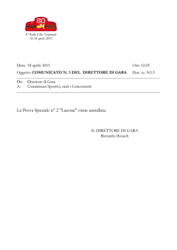 La Prova Speciale n° 2 "Lacona" viene annullata.