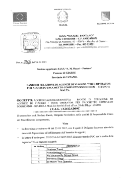 .Pro&icirc;. n. dell`16 04 2015 - Bando di gara per l`affidamento del