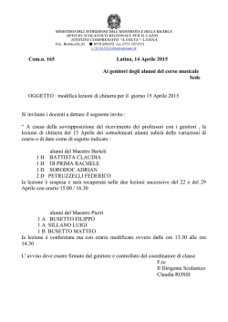 Comunicazione n. 165 modifica lezione musica