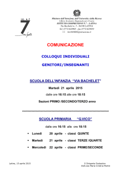 Calendario colloqui individuali con i genitori - Aprile 2015