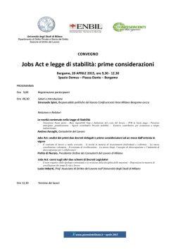 Jobs Act e legge di stabilità: prime considerazioni