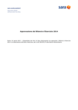 Approvazione del Bilancio d`Esercizio 2014