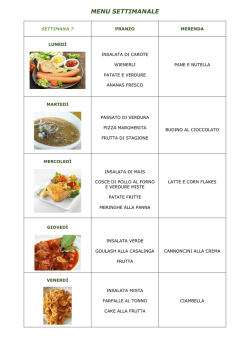 MENU SETTIMANALE - Istituto Sant`Eugenio