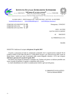 Indizione di sciopero del giorno 24 aprile 2015