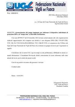 Prot. 1209/2015 All`Ufficio Relazioni Sindacali Dott.Darco Pellos p.c.