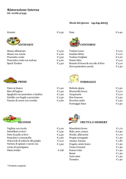 Menu del 14 Aprile 2015 - CRAL Aziendale Fondiaria