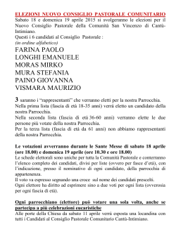 I nostri candidati - Home Page - Parrocchia San Leonardo Intimiano