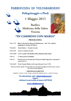 Programma Pellegrinaggio Madonna della Salute